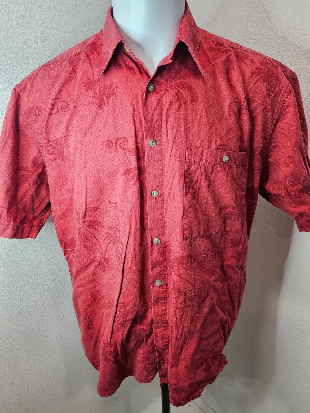 Campia Moda Vintage Red Button Mens Short-sleeve Large